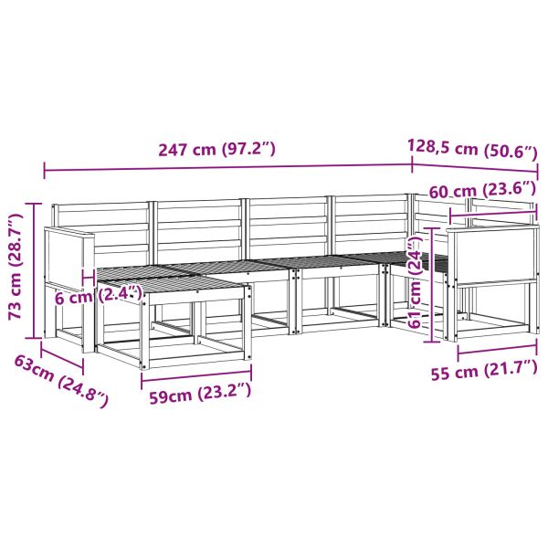 Комплект дивани за открито 6 pcs Натурално