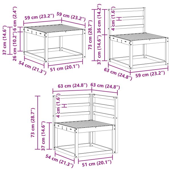 Комплект дивани за открито 7 pcs Натурално