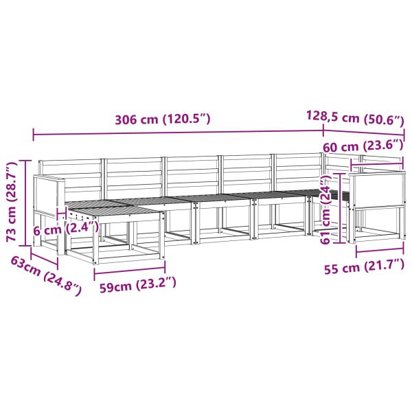 Комплект дивани за открито 7 pcs Натурално