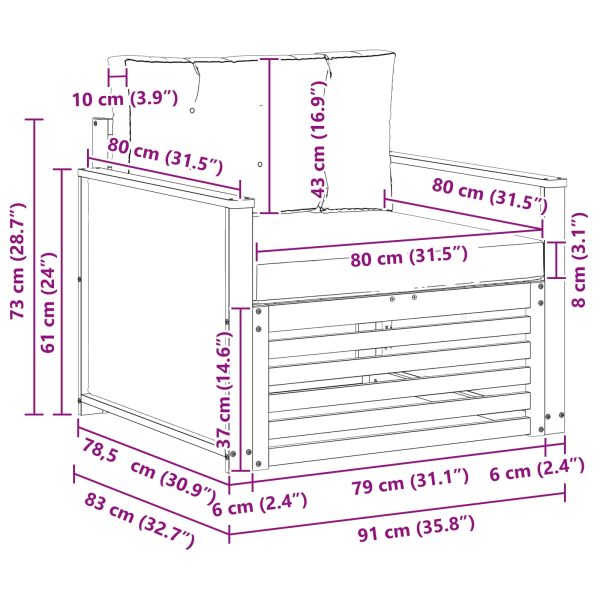 Среден диван за открито Натурално