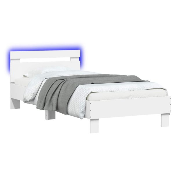 Легло с LED Бяло 80 x 200 cm Инженерна дървесина