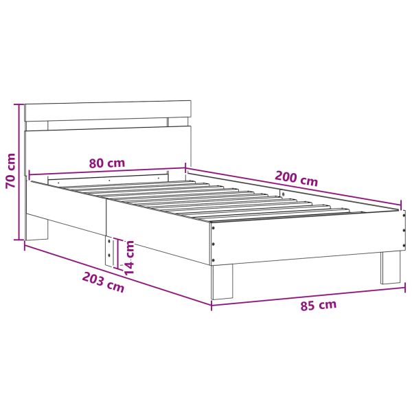 Легло с LED Бяло 80 x 200 cm Инженерна дървесина