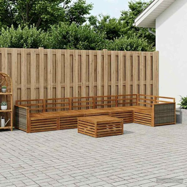Комплект дивани за открито 7 pcs Натурално