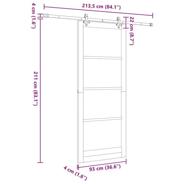 Преплъзваща се врата Естествен 93 x 232 см