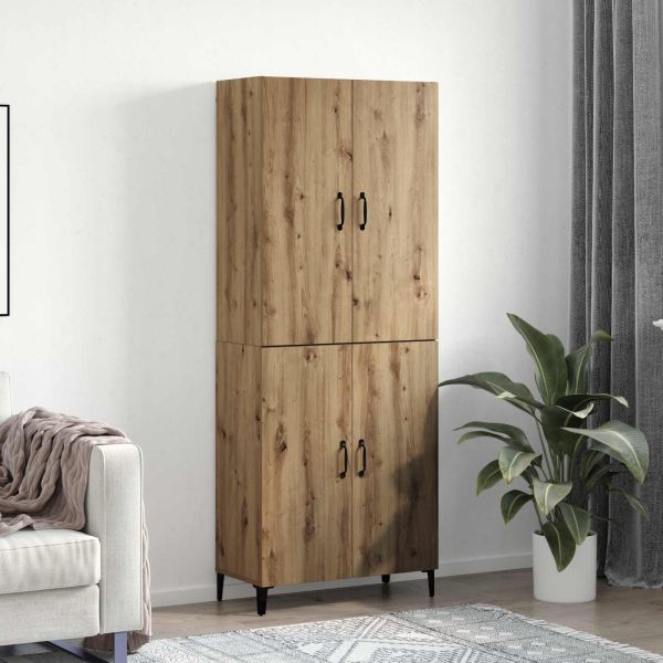 Висок шкаф 2 pcs Дъб Инженерно дърво