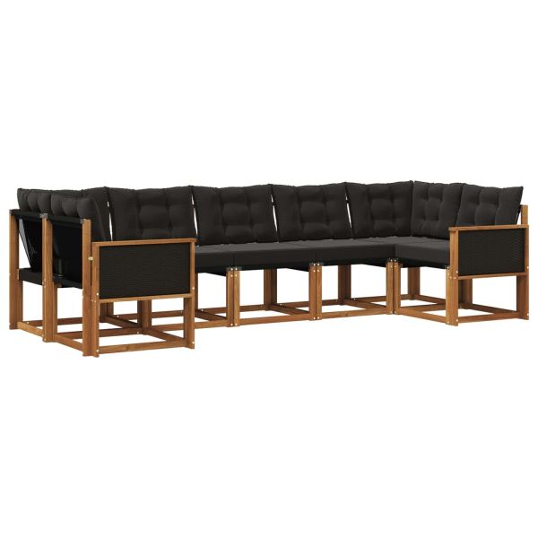 Комплект дивани за открито 7 pcs Естествено и черно