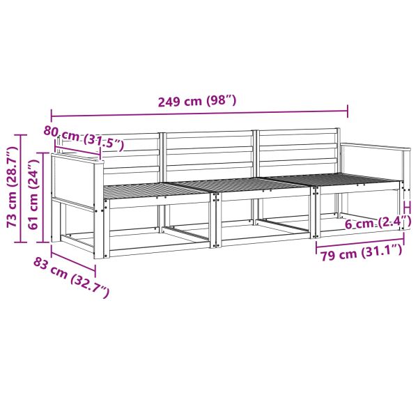 Комплект дивани за открито 3 pcs Натурално