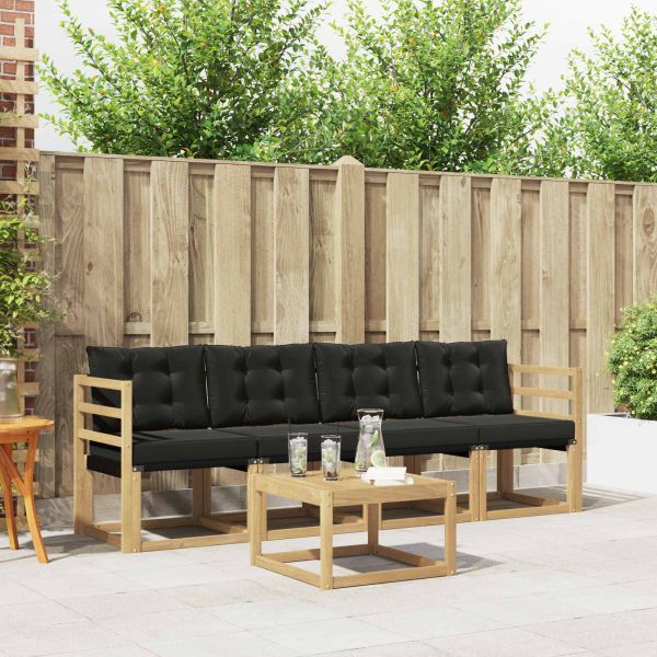 Комплект дивани за открито 5 бр. Бяло и черно