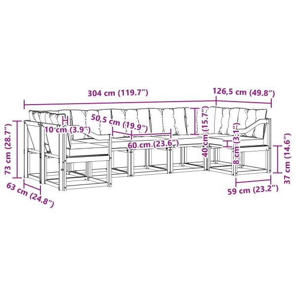 Комплект дивани за открито 7 бр. Бяло и черно