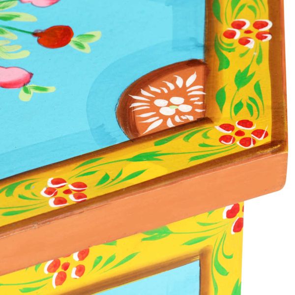 Ръчно боядисана странична маса, 38x33x42см, мангово дърво масив