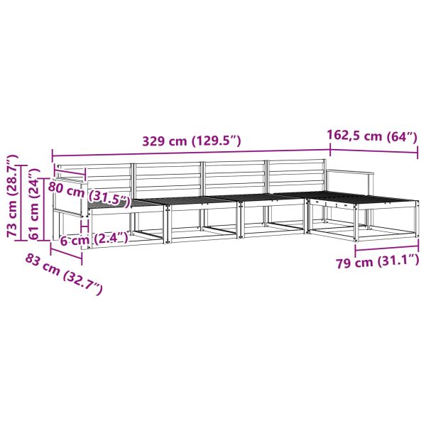 Комплект дивани за открито 5 pcs Натурално