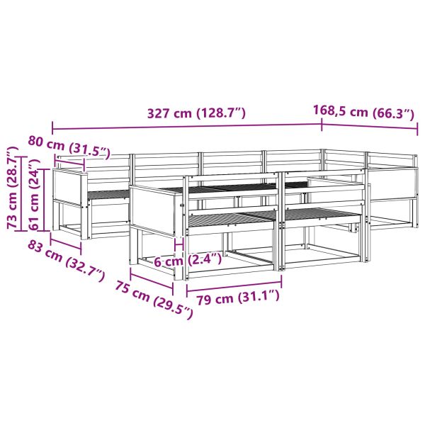 Комплект дивани за открито 8 pcs Натурално