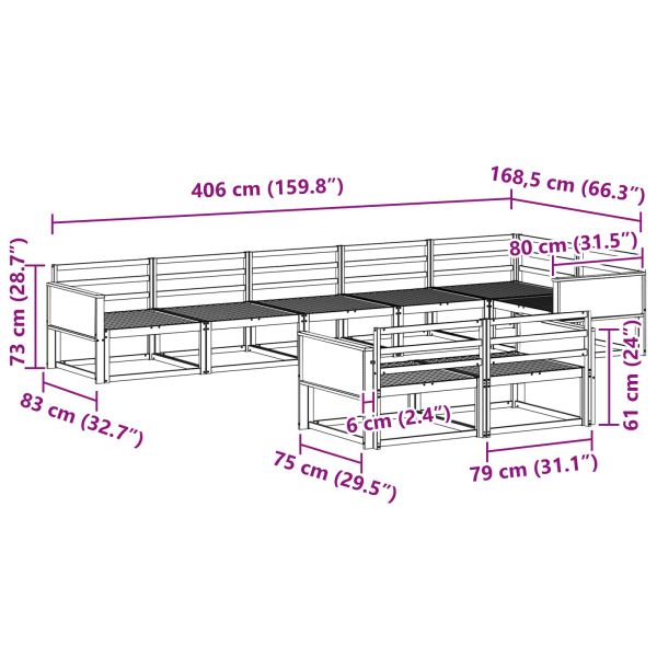 Комплект дивани за открито 8 pcs Натурално