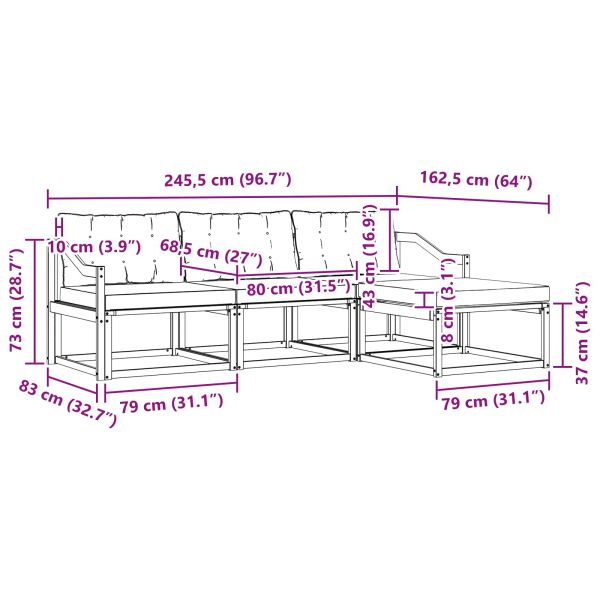 Комплект дивани за открито 4 бр. Бяло и черно