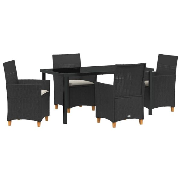 Комплект за хранене в градината 5 pcs Черно полиратан