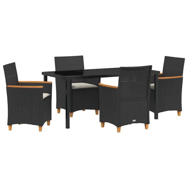Комплект за хранене в градината 5 pcs Черно полиратан