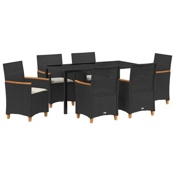 Комплект за хранене в градината 7 pcs Черно полиратан