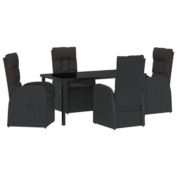 Комплект за хранене в градината 5 pcs Черно полиратан