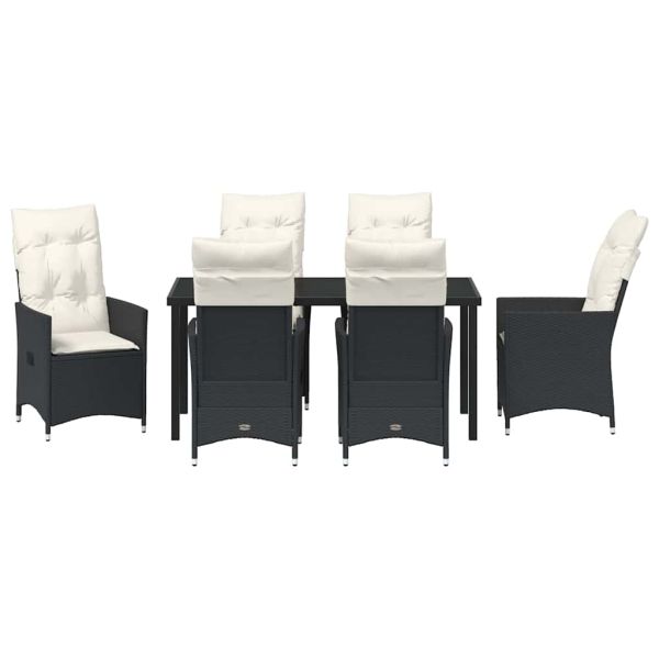Комплект за хранене в градината 7 pcs Черно полиратан