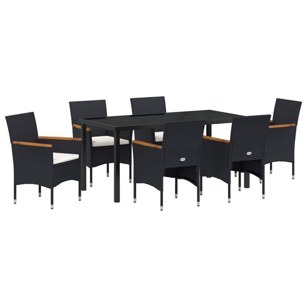 Комплект за хранене в градината 7 pcs Черно полиратан