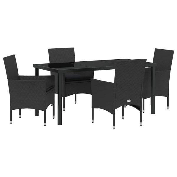 Комплект за хранене в градината 5 pcs Черно полиратан