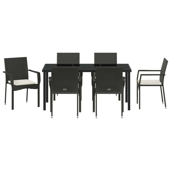 Комплект за хранене в градината 7 pcs Черно полиратан