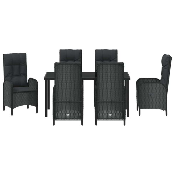 Комплект за хранене в градината 7 pcs Черно полиратан