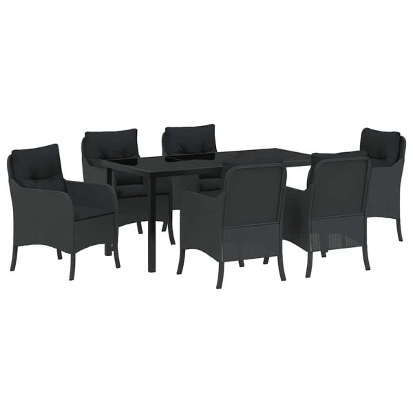 Комплект за хранене в градината 7 pcs Черно полиратан