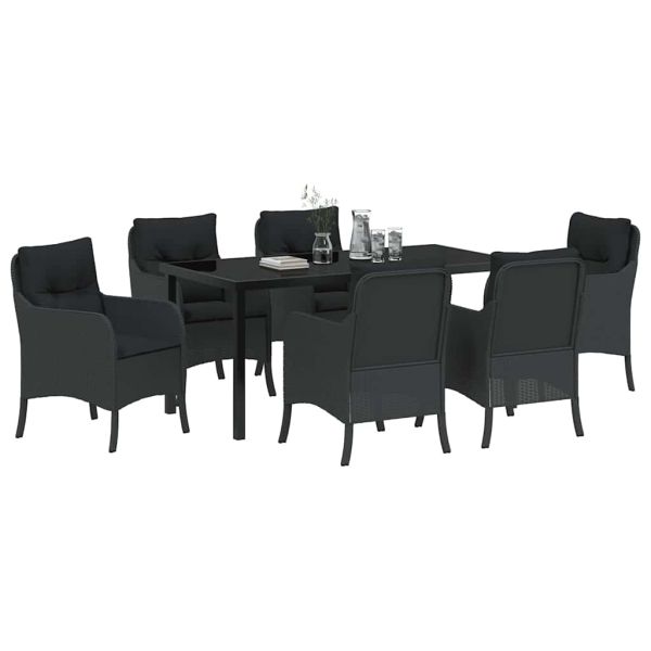 Комплект за хранене в градината 7 pcs Черно полиратан