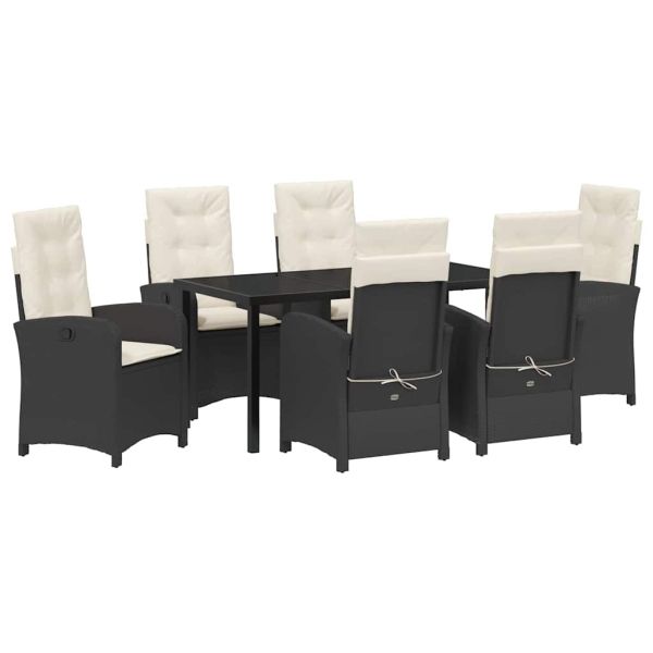 Комплект за хранене в градината 7 pcs Черно полиратан