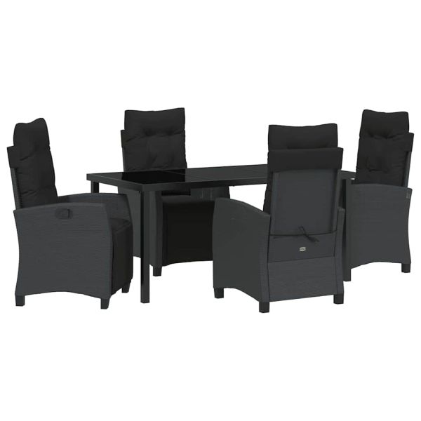 Комплект за хранене в градината 5 pcs Черно полиратан