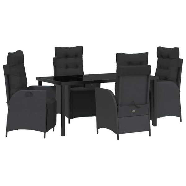 Комплект за хранене в градината 5 pcs Черно полиратан