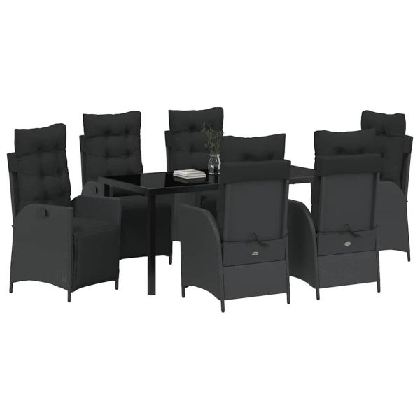 Комплект за хранене в градината 7 pcs Черно полиратан