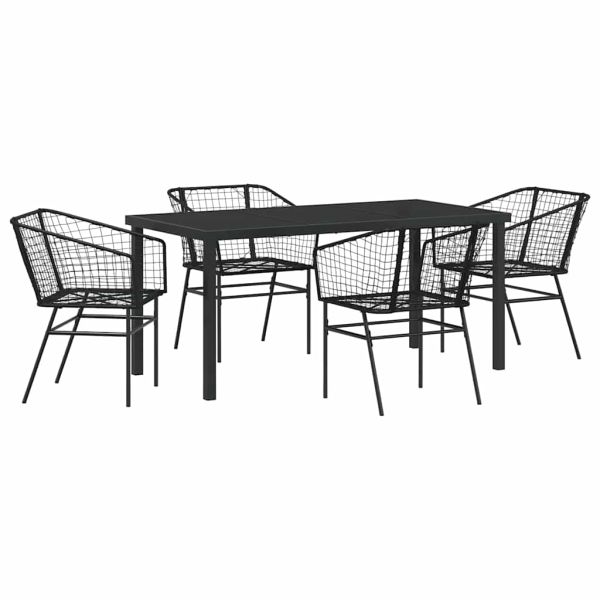 Комплект за хранене в градината 5 pcs Черно полиратан