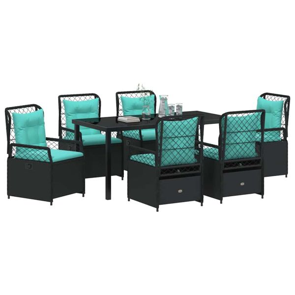 Комплект за хранене в градината 7 pcs Черно полиратан
