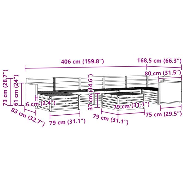 Комплект дивани за открито 8 pcs Натурално