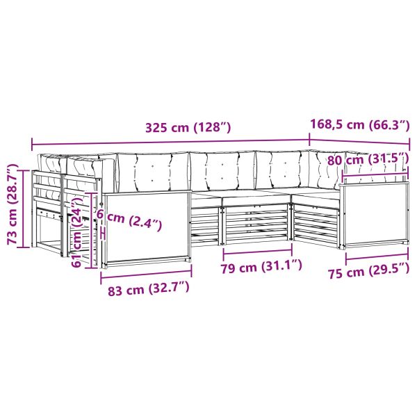 Комплект дивани за открито 6 pcs Натурално