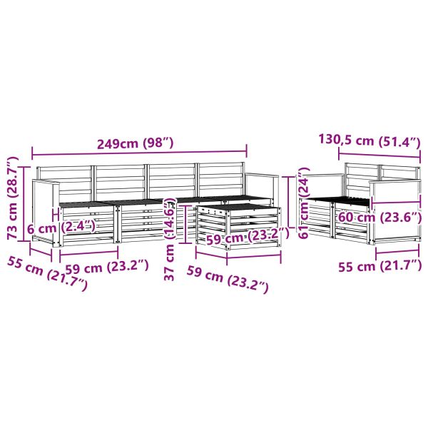 Комплект дивани за открито 7 pcs Натурално