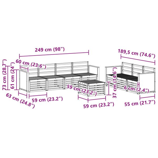 Комплекти дивани 8 pcs Солидно акациево дърво