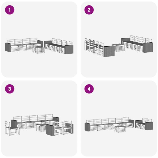 Комплекти дивани 9 pcs Солидно акациево дърво