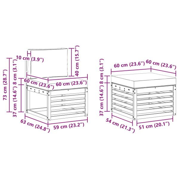 Комплект дивани за открито 4 бр. Натурален и Антрацит