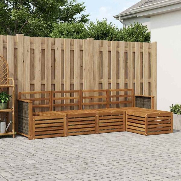 Комплект дивани за открито 5 pcs Натурално