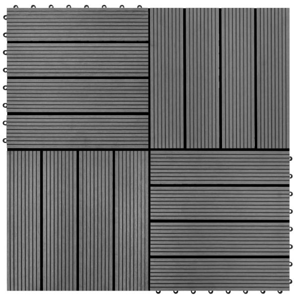 Плочка за decking 22 pcs Сиво 30 x 30 cm WPC