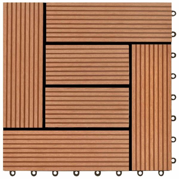 Плочка за decking 22 pcs Кафяво 30 x 30 cm WPC