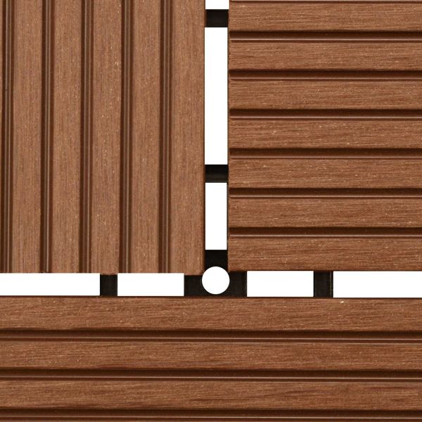 Плочка за decking 22 pcs Кафяво 30 x 30 cm WPC
