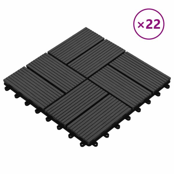 Плочка за decking 22 pcs Черно 30 x 30 cm WPC