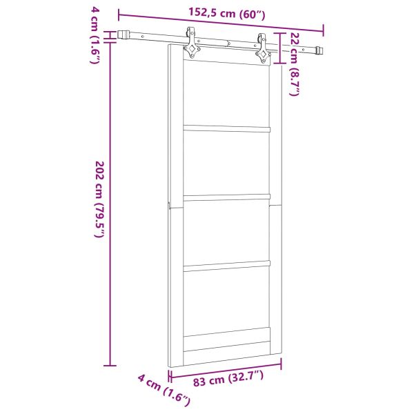 Преплъзваща се врата ORKDAL 83 x 202 см Бяло