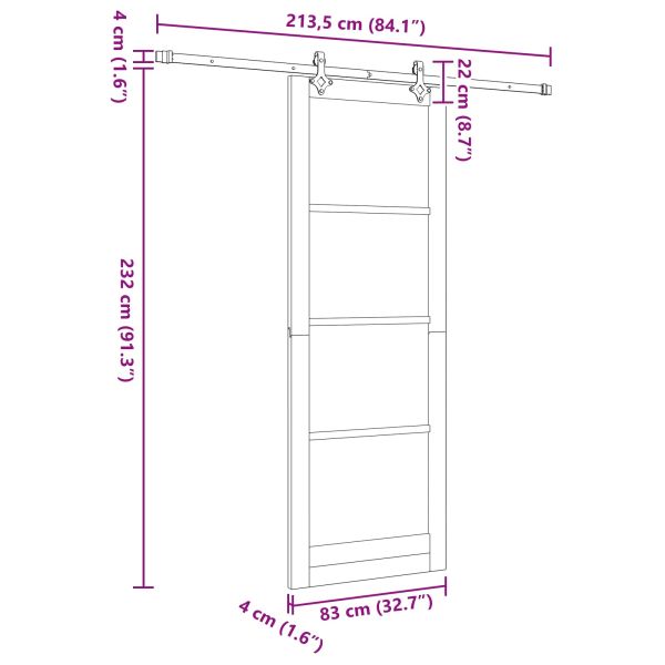 Преплъзваща се врата ORKDAL 83 x 232 см Бяло