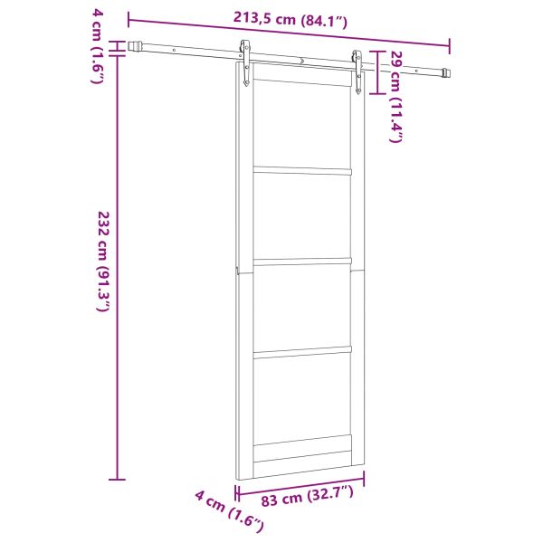 Преплъзваща се врата ORKDAL 83 x 232 см Бяло