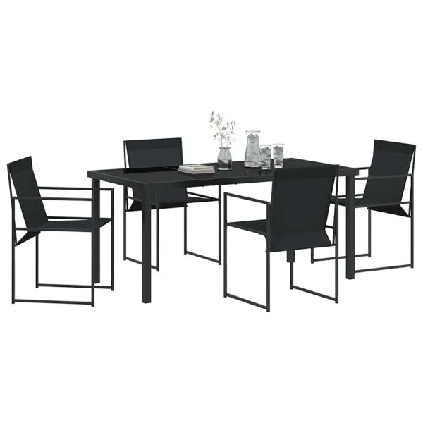 Комплект за хранене в градината 5 pcs Черно Текстилен и стомана